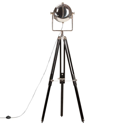 Lampada A Treppiede A Pavimento Nera In Legno Di Mango 171 Cm