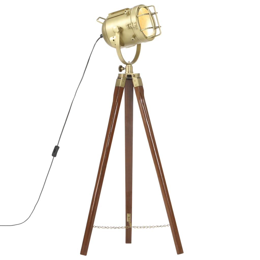 Lampada Da Terra A Treppiede Legno Massello Di Mango 97 Cm
