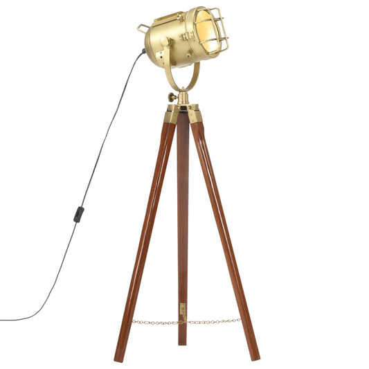 Lampada Da Terra A Treppiede Legno Massello Di Mango 97 Cm
