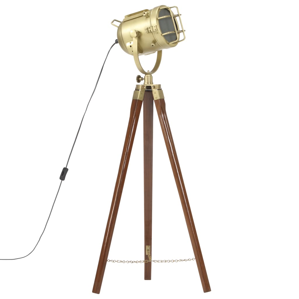 Lampada Da Terra A Treppiede Legno Massello Di Mango 97 Cm