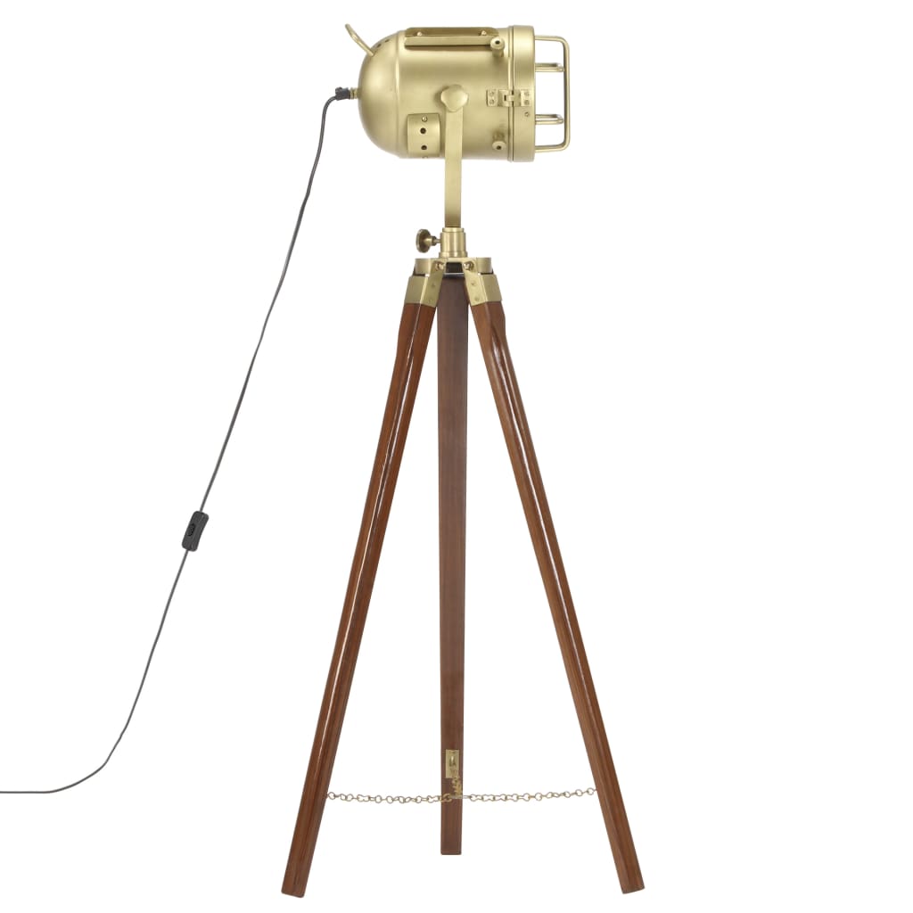 Lampada Da Terra A Treppiede Legno Massello Di Mango 97 Cm