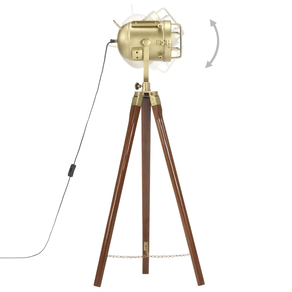 Lampada Da Terra A Treppiede Legno Massello Di Mango 97 Cm