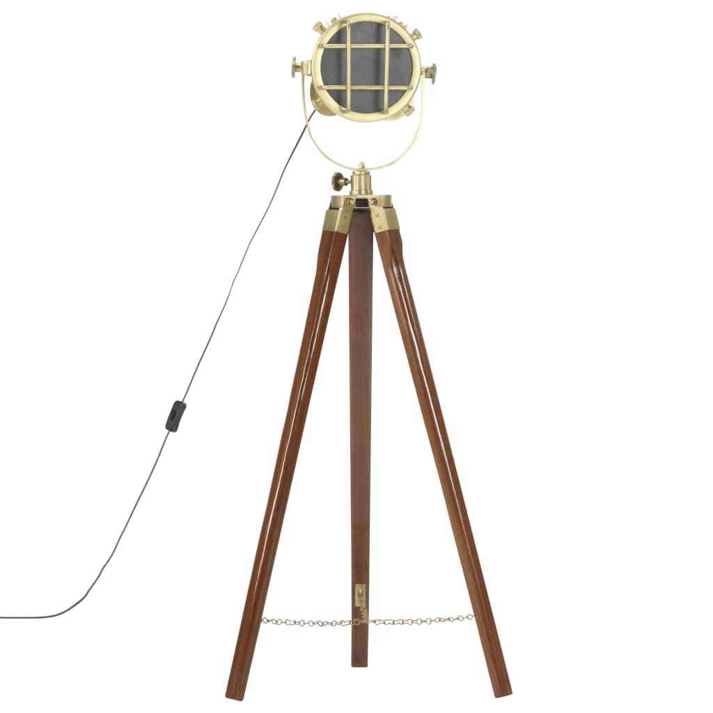 Lampada Da Terra A Treppiede Legno Massello Di Mango 97 Cm