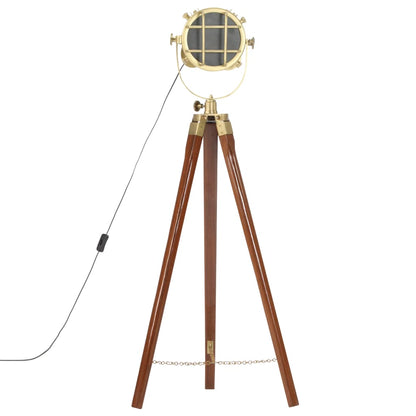 Lampada Da Terra A Treppiede Legno Massello Di Mango 97 Cm