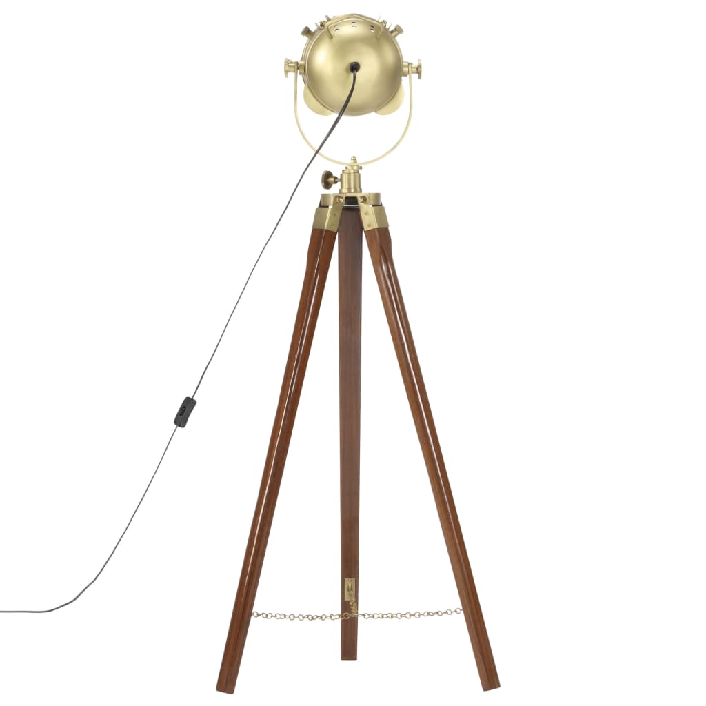 Lampada Da Terra A Treppiede Legno Massello Di Mango 97 Cm