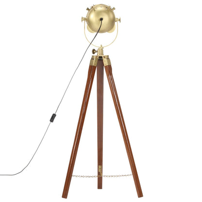 Lampada Da Terra A Treppiede Legno Massello Di Mango 97 Cm