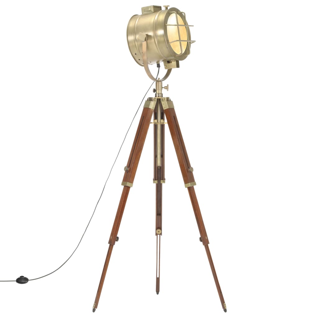 Lampada Da Terra A Treppiede Legno Massello Di Mango 165 Cm
