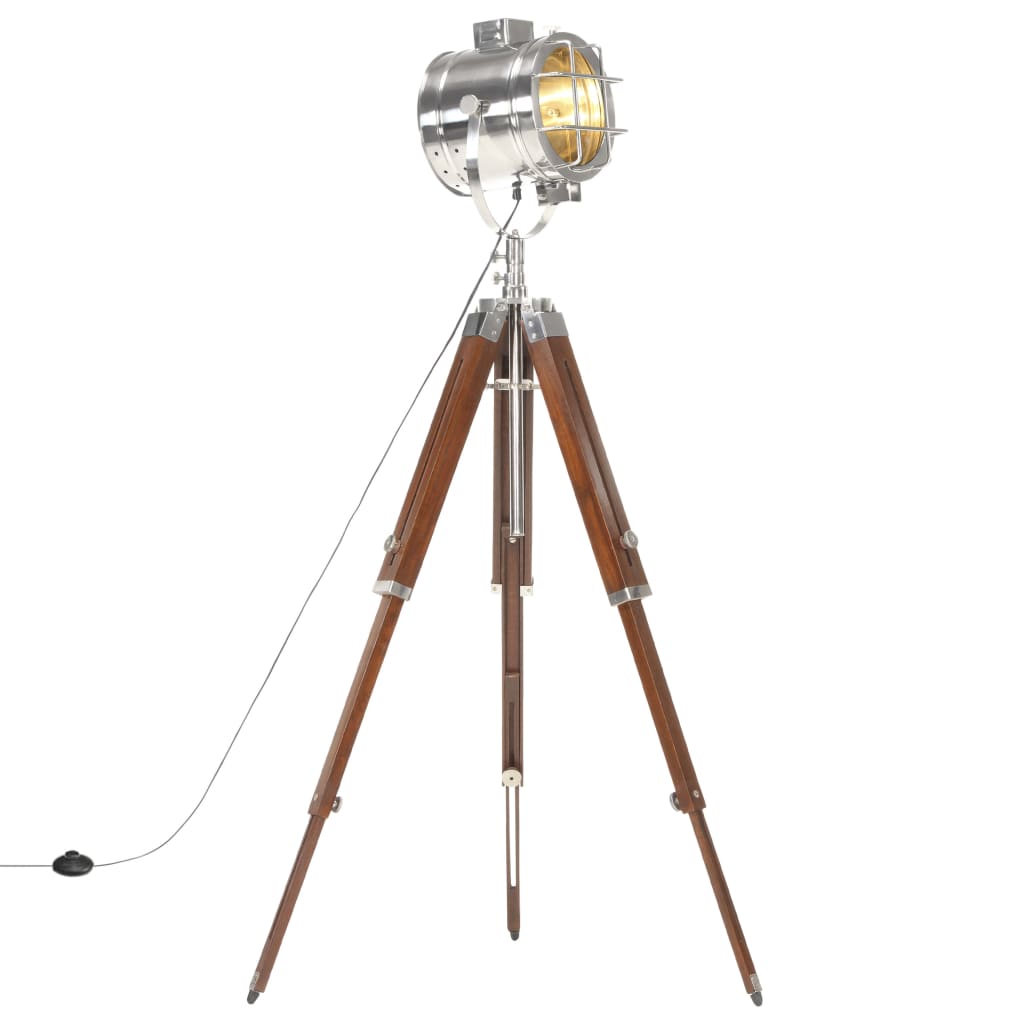 Lampada Da Terra A Treppiede Legno Massello Di Mango 165 Cm