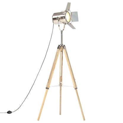 Lampada Da Terra A Treppiede Legno Massello Di Mango 140 Cm