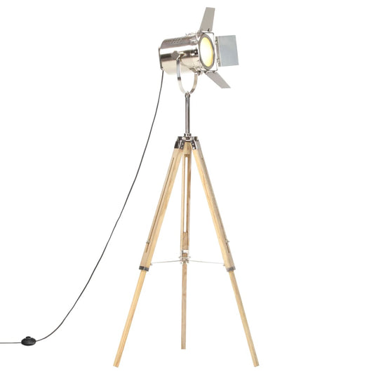 Lampada Da Terra A Treppiede Legno Massello Di Mango 140 Cm