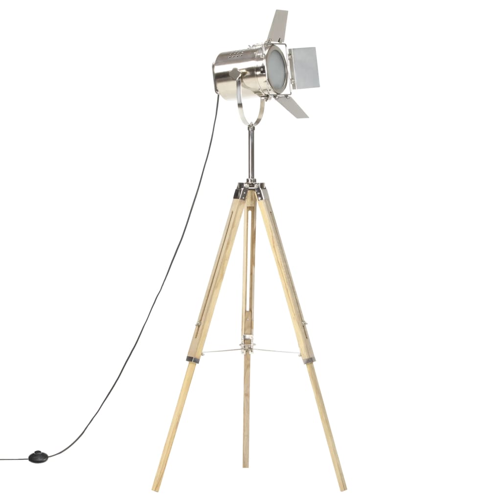 Lampada Da Terra A Treppiede Legno Massello Di Mango 140 Cm