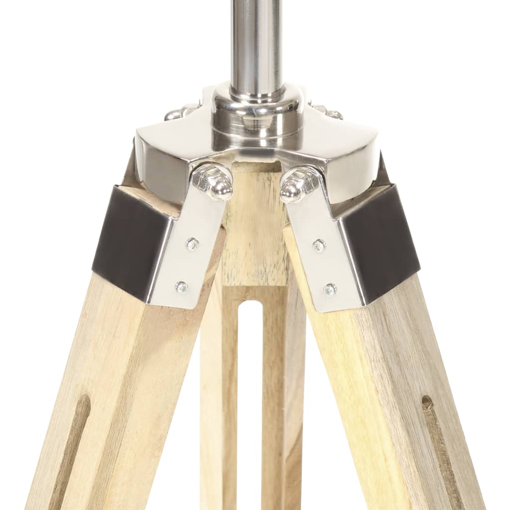 Lampada Da Terra A Treppiede Legno Massello Di Mango 140 Cm