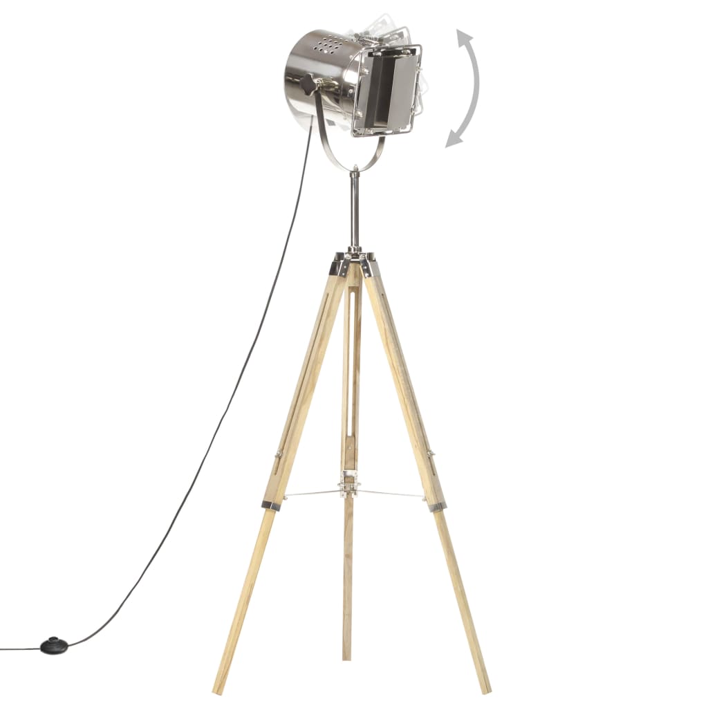 Lampada Da Terra A Treppiede Legno Massello Di Mango 140 Cm