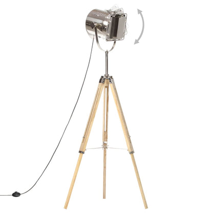 Lampada Da Terra A Treppiede Legno Massello Di Mango 140 Cm