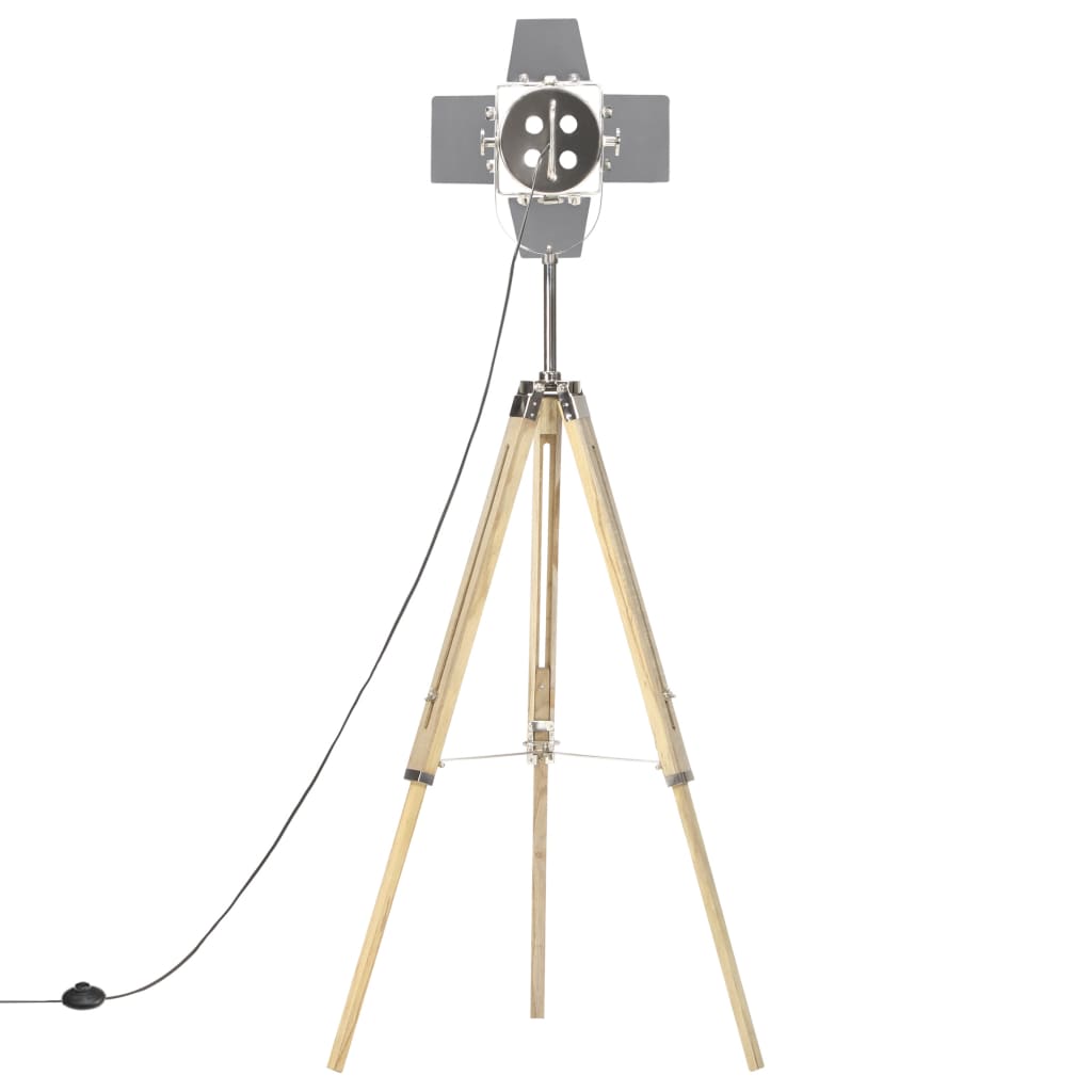 Lampada Da Terra A Treppiede Legno Massello Di Mango 140 Cm
