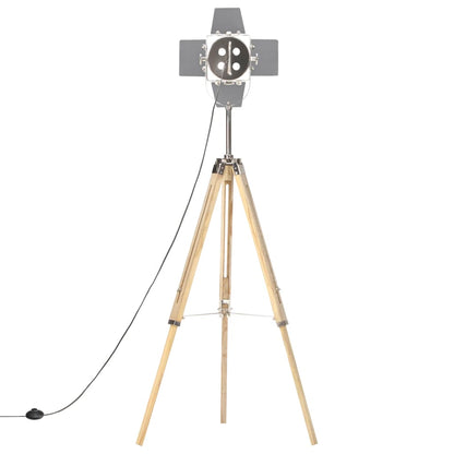 Lampada Da Terra A Treppiede Legno Massello Di Mango 140 Cm