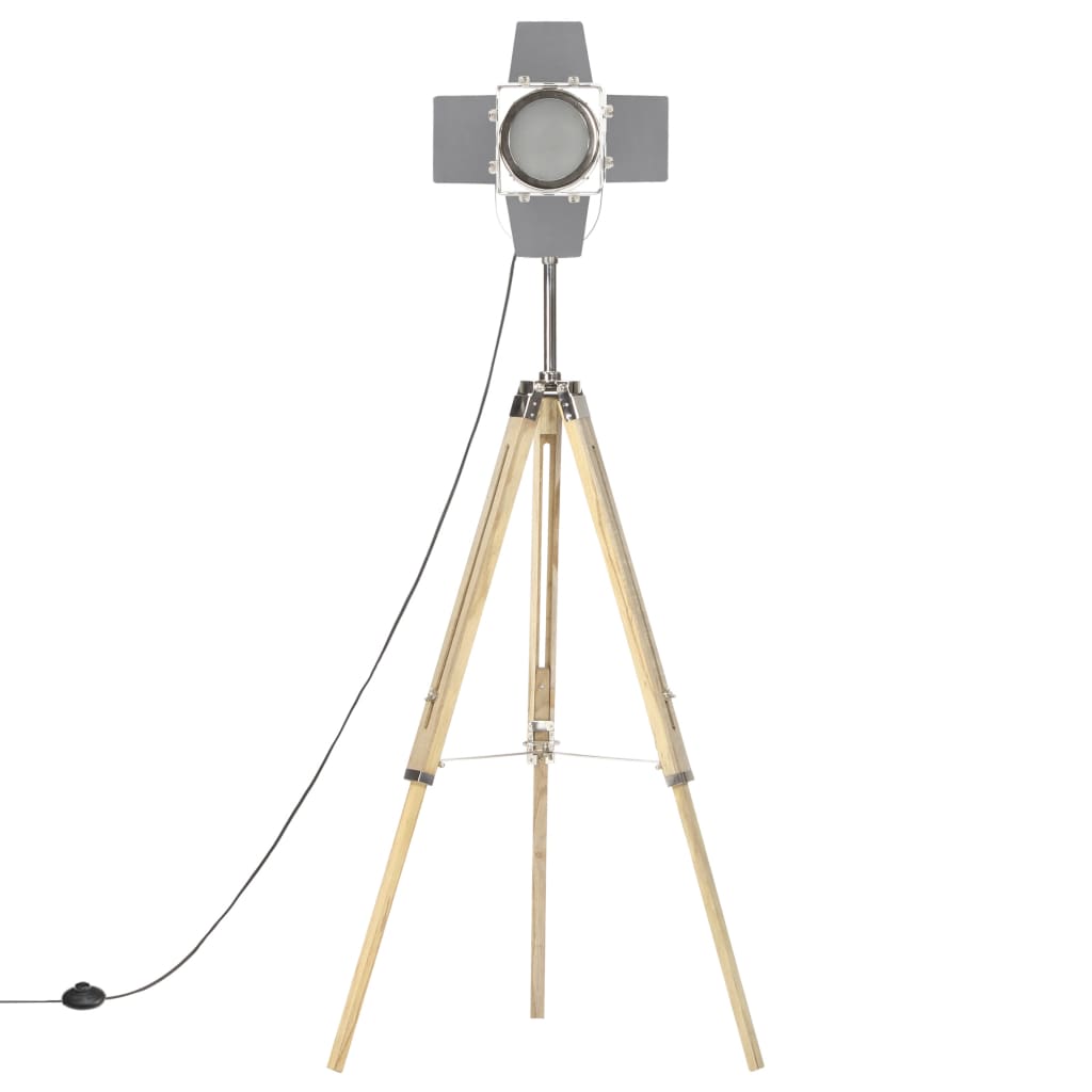 Lampada Da Terra A Treppiede Legno Massello Di Mango 140 Cm