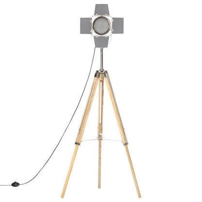 Lampada Da Terra A Treppiede Legno Massello Di Mango 140 Cm