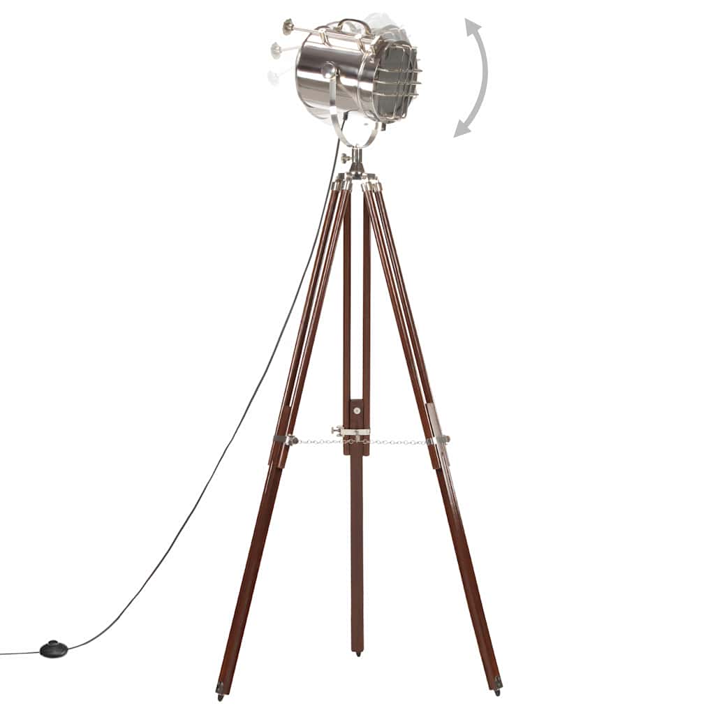 Lampada Da Terra A Treppiede Legno Massello Di Mango 180 Cm