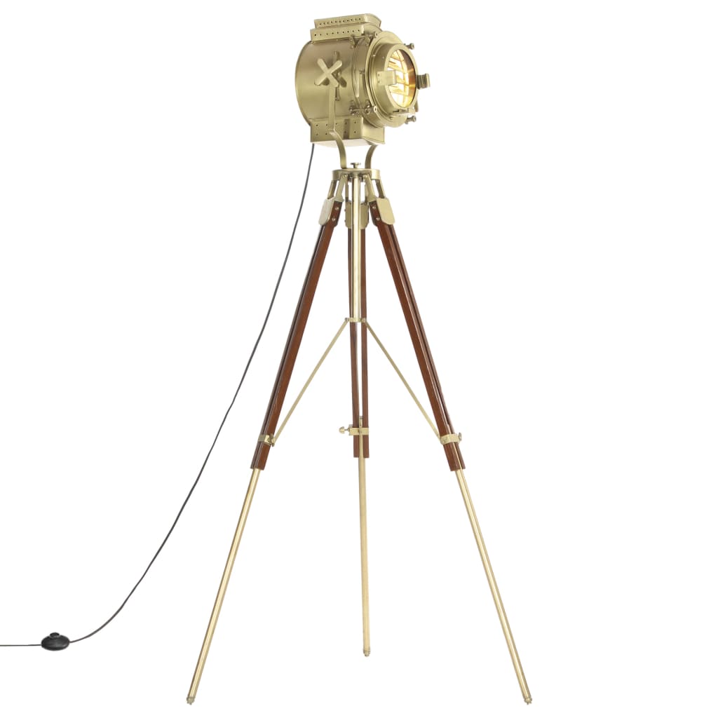 Lampada Da Terra A Treppiede Legno Massello Di Mango 193 Cm