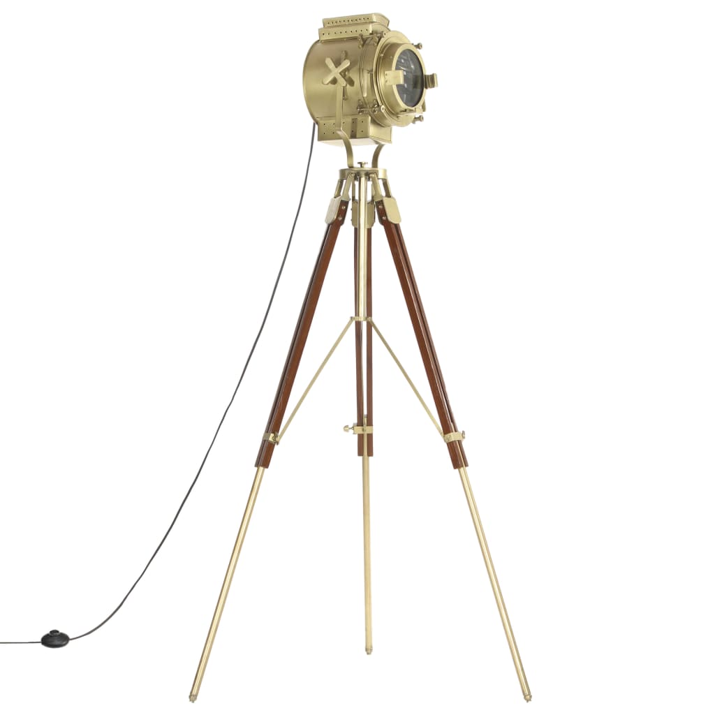 Lampada Da Terra A Treppiede Legno Massello Di Mango 193 Cm