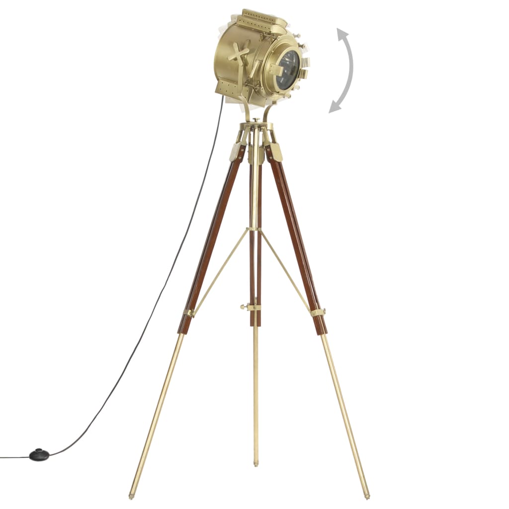 Lampada Da Terra A Treppiede Legno Massello Di Mango 193 Cm