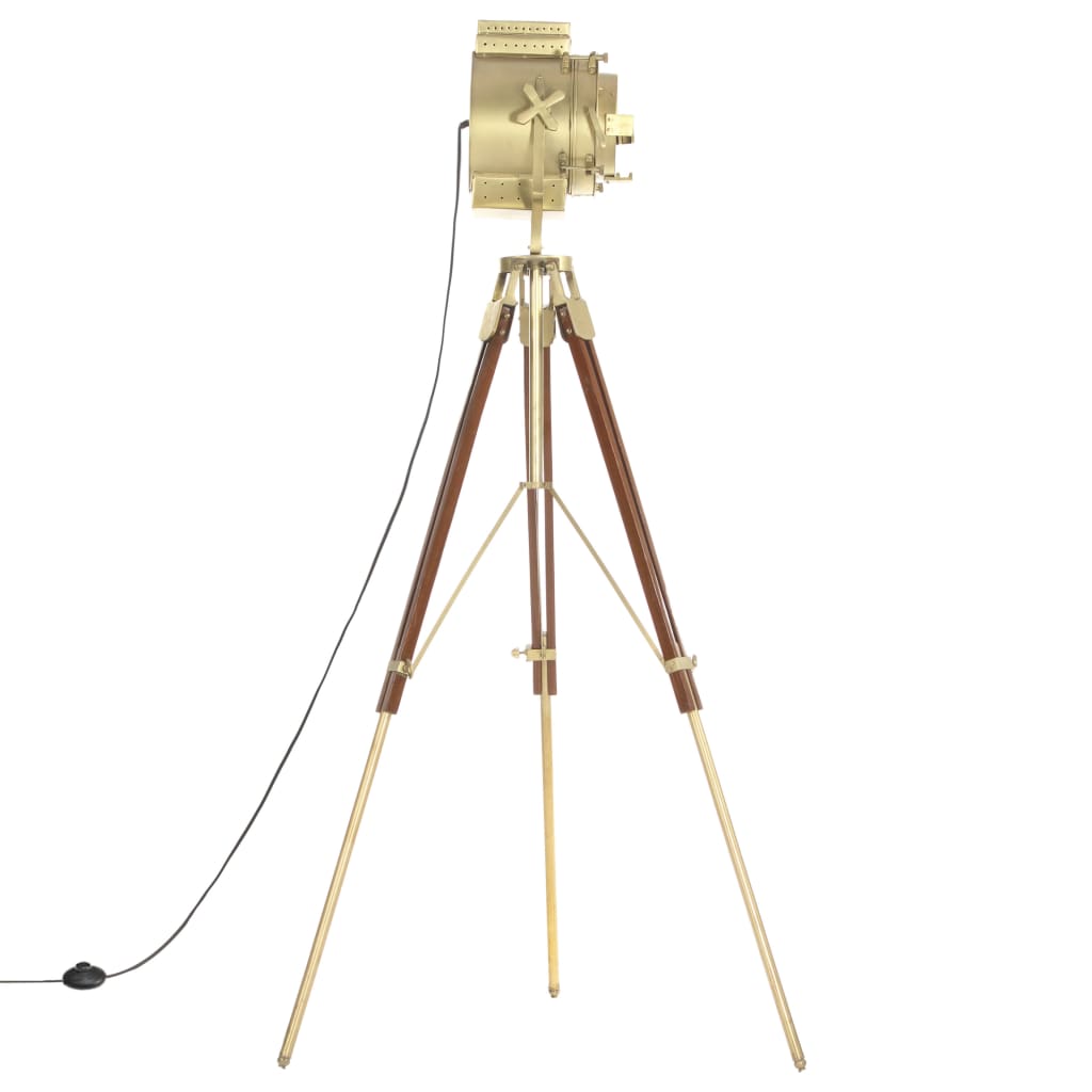 Lampada Da Terra A Treppiede Legno Massello Di Mango 193 Cm
