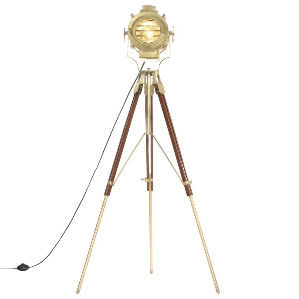 Lampada Da Terra A Treppiede Legno Massello Di Mango 193 Cm