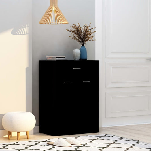 Scarpiera Nera 60X35X84 Cm In Legno Multistrato