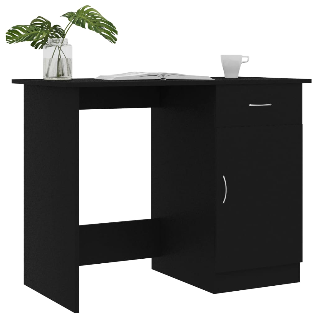 Scrivania Nera 100X50X76 Cm In Legno Multistrato
