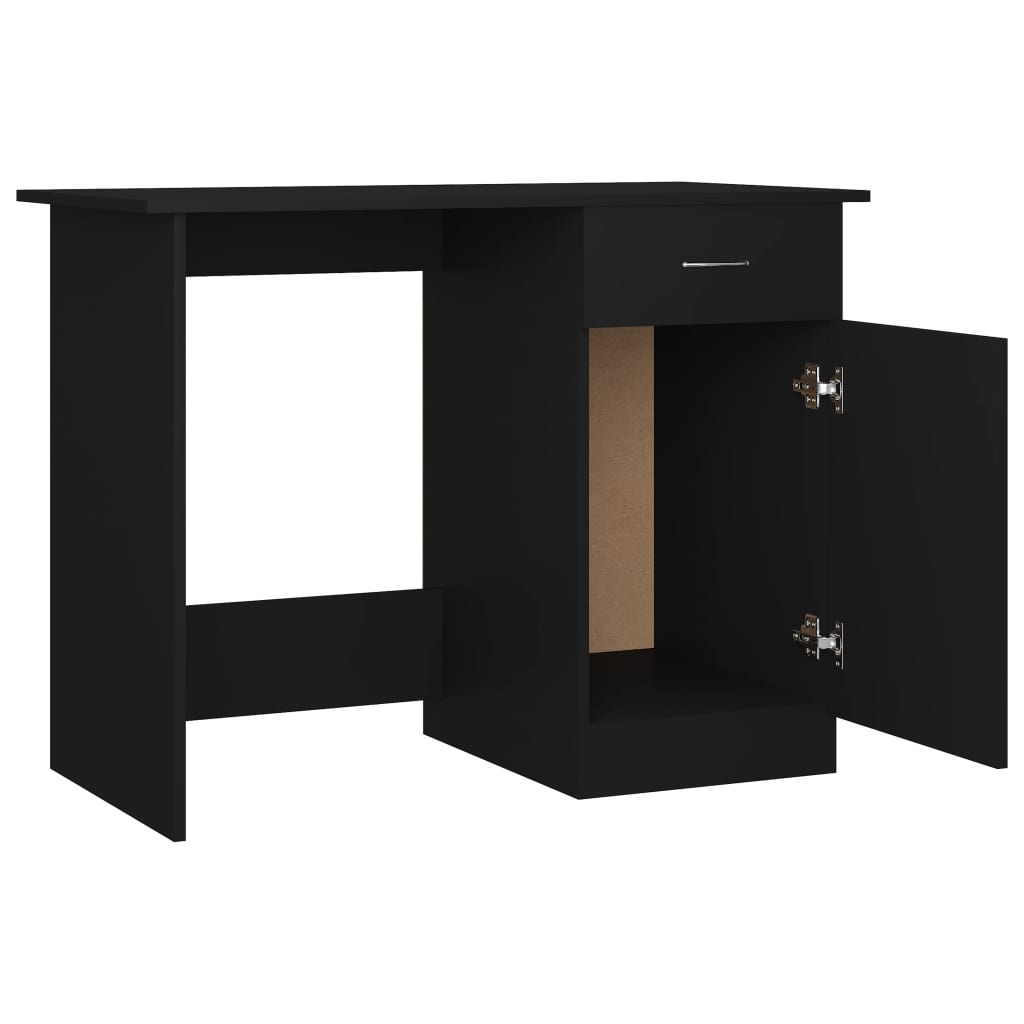 Scrivania Nera 100X50X76 Cm In Legno Multistrato