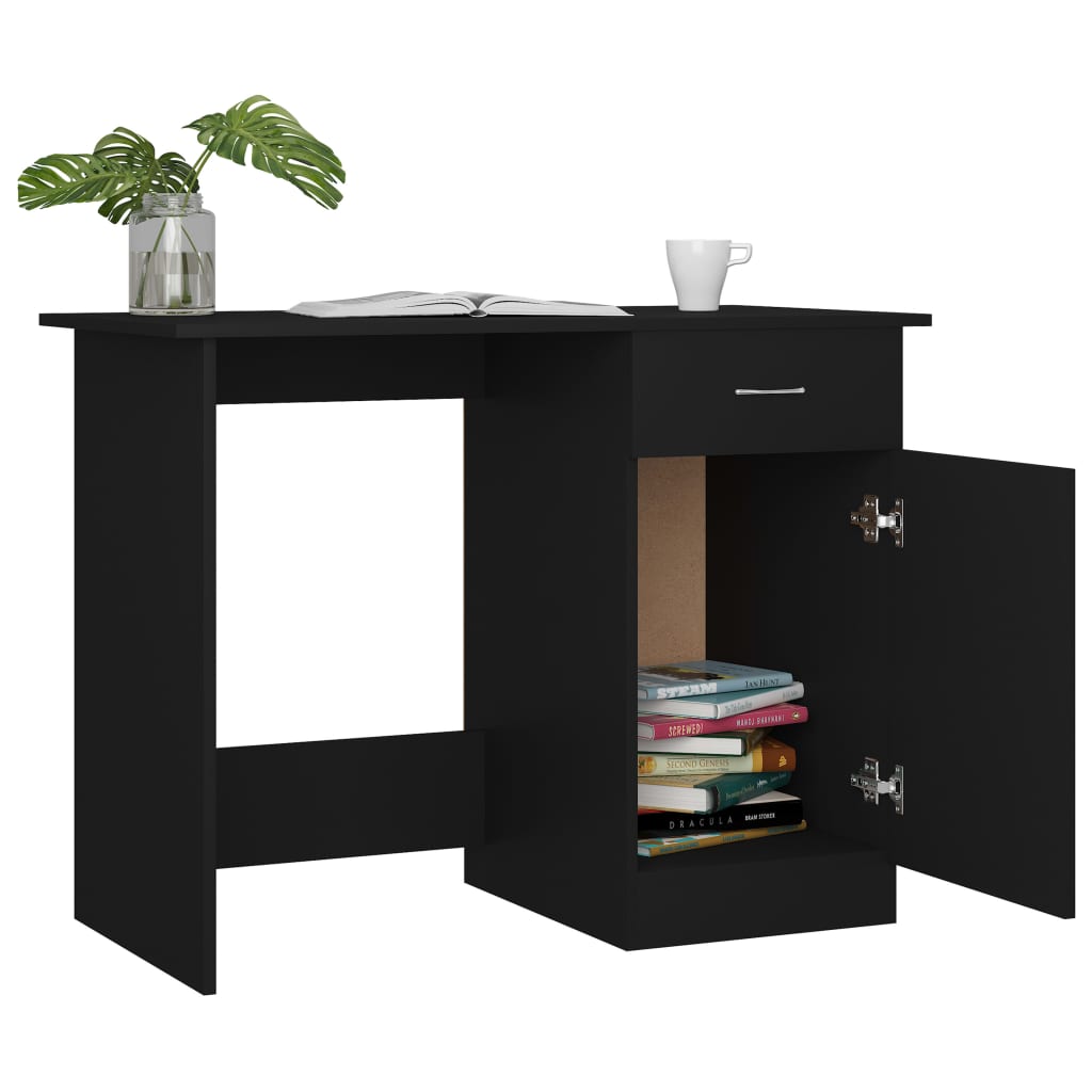 Scrivania Nera 100X50X76 Cm In Legno Multistrato