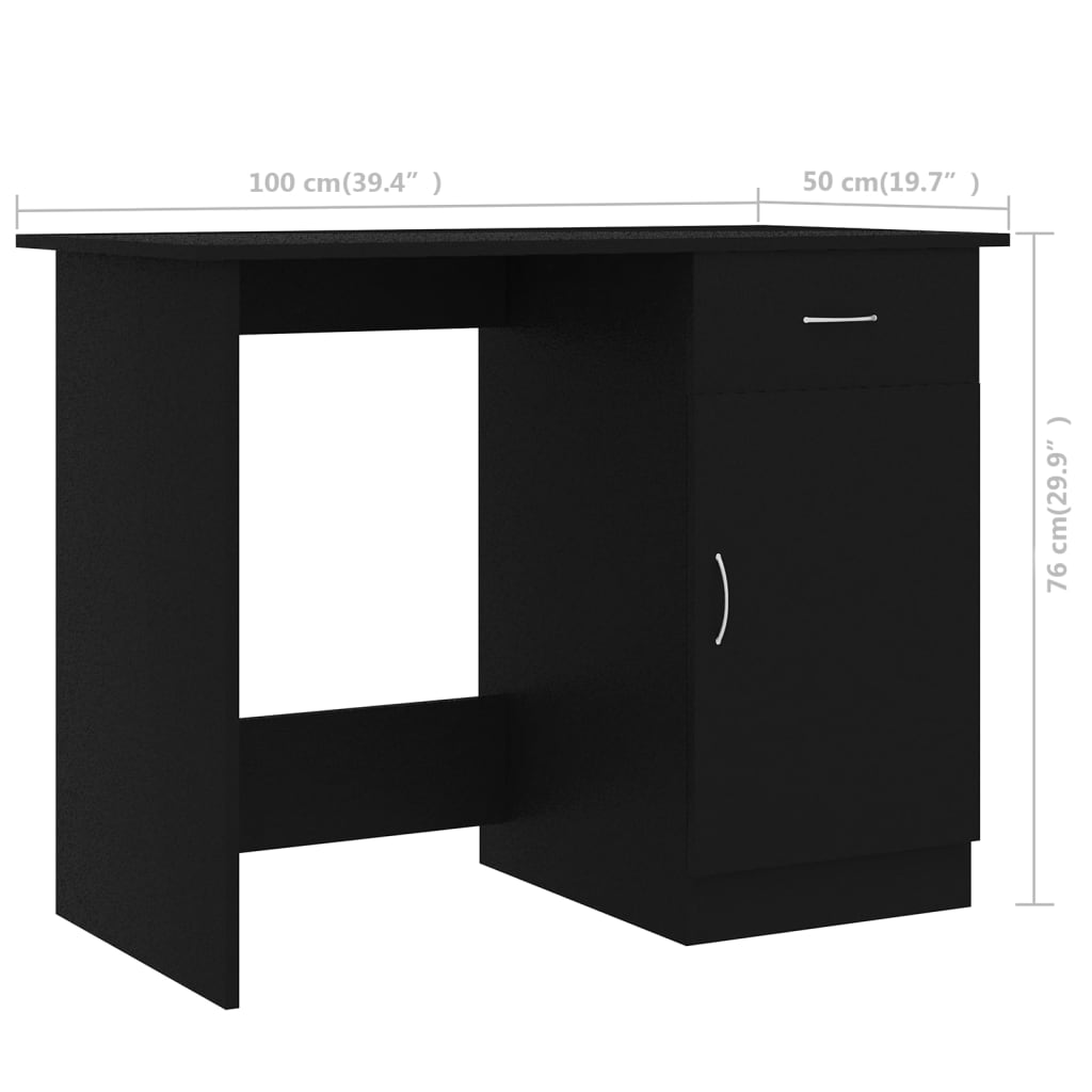 Scrivania Nera 100X50X76 Cm In Legno Multistrato