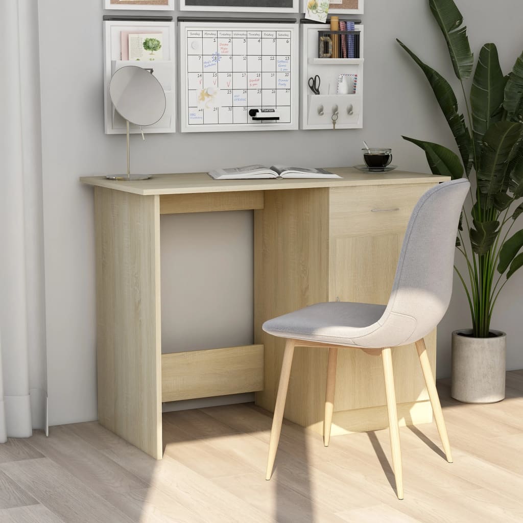 Scrivania Nera 100X50X76 Cm In Legno Multistrato