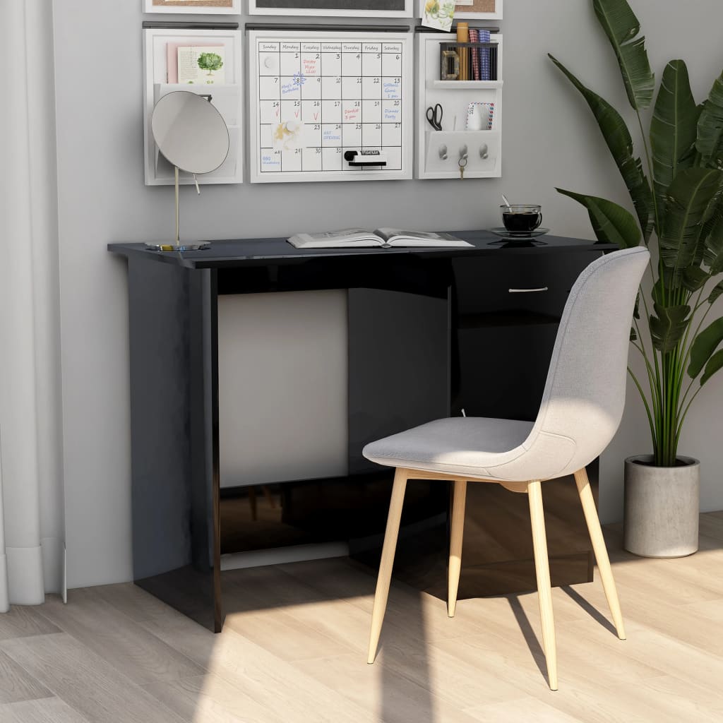 Scrivania Nera 100X50X76 Cm In Legno Multistrato