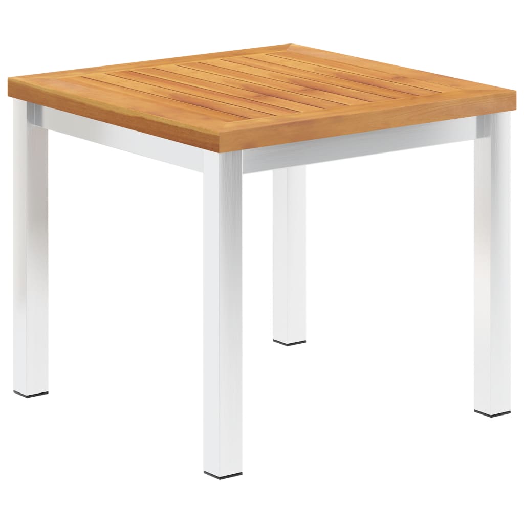 Tavolino Da Giardino 45X45X38Cm In Legno Di Teak E Acciaio Inox