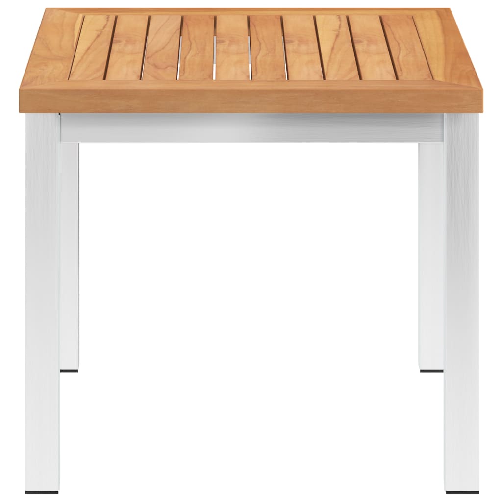Tavolino Da Giardino 45X45X38Cm In Legno Di Teak E Acciaio Inox