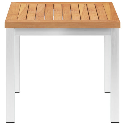 Tavolino Da Giardino 45X45X38Cm In Legno Di Teak E Acciaio Inox