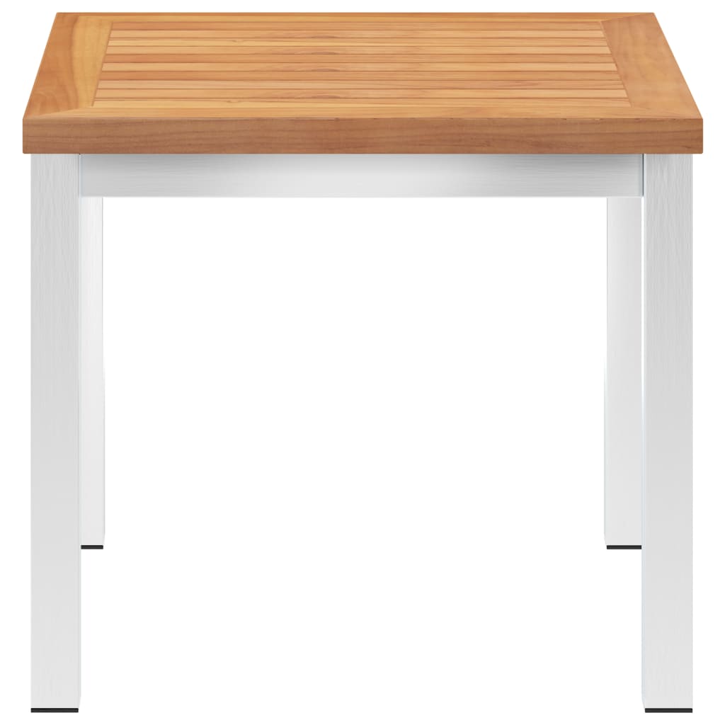 Tavolino Da Giardino 45X45X38Cm In Legno Di Teak E Acciaio Inox