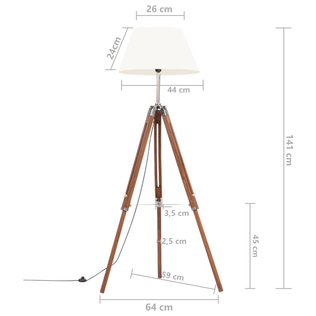 Lampada A Treppiede In Legno Di Teak 141 Cm