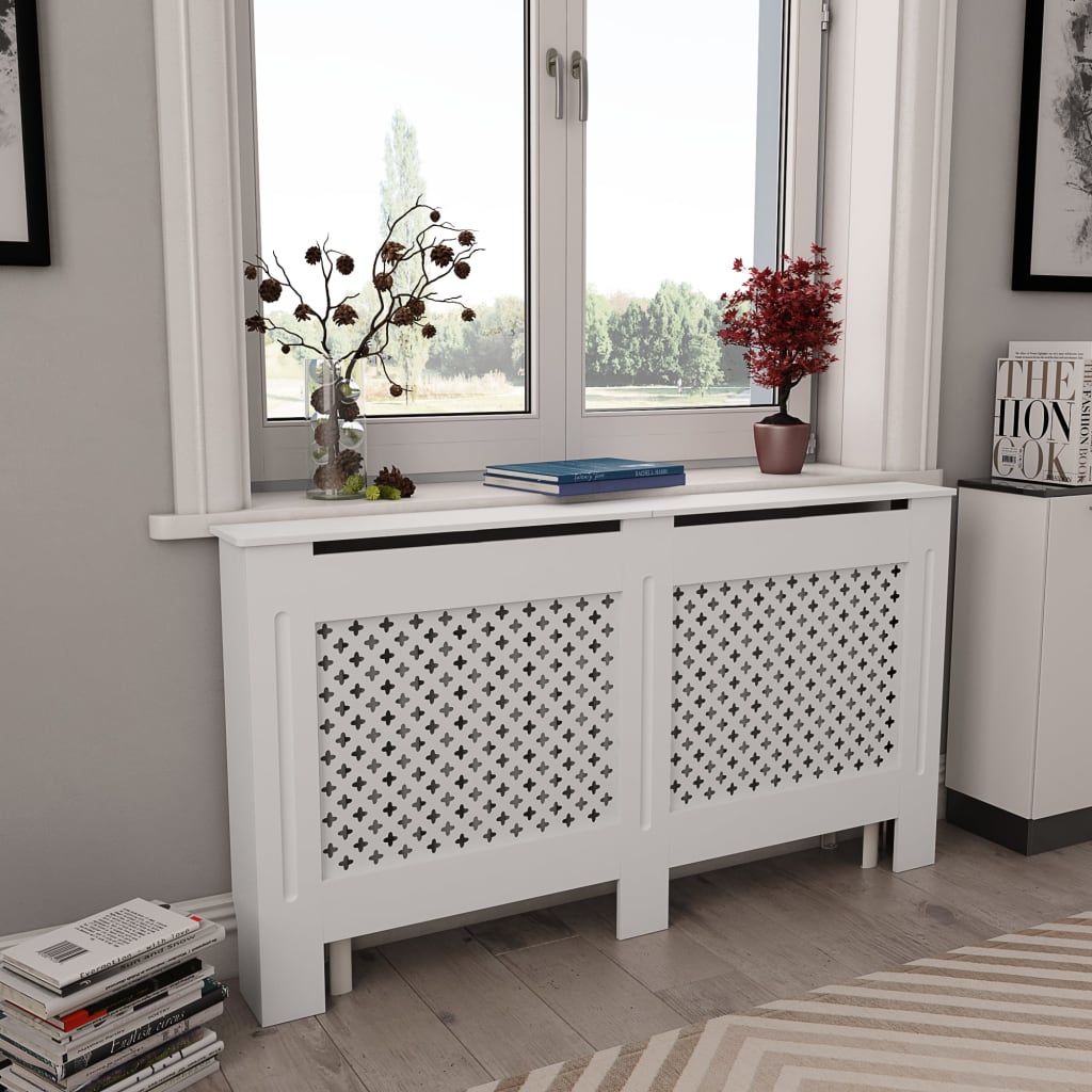 Coperture Per Radiatori 2Pz Bianche 152X19X81,5 Cm In Mdf