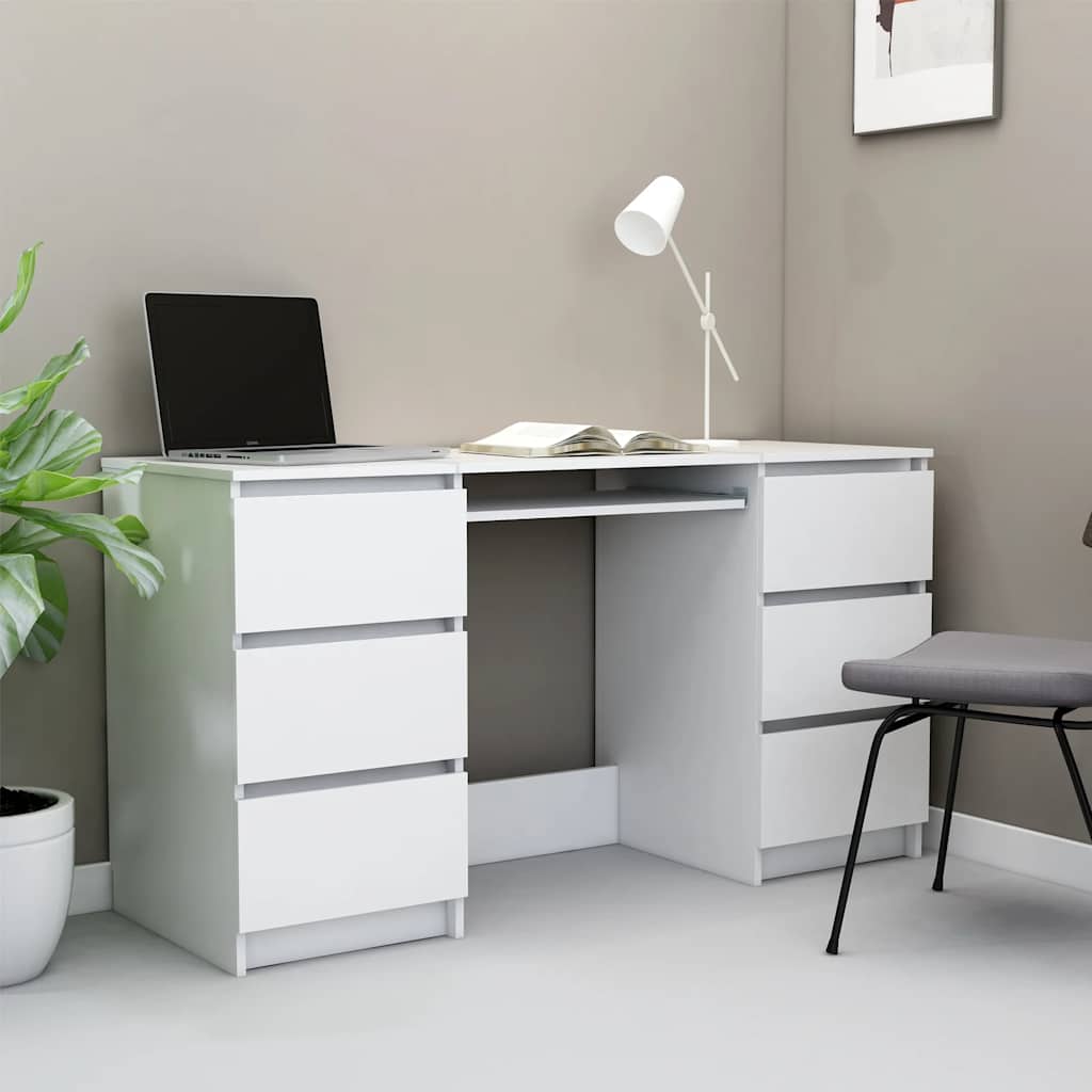 Scrivania Nera 140X50X77 Cm In Legno Multistrato