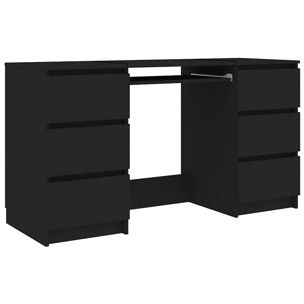 Scrivania Nera 140X50X77 Cm In Legno Multistrato