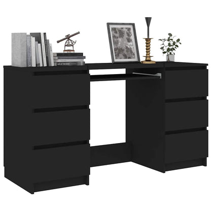 Scrivania Nera 140X50X77 Cm In Legno Multistrato