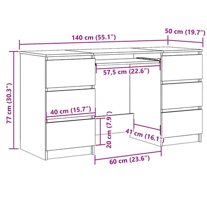 Scrivania Nera 140X50X77 Cm In Legno Multistrato