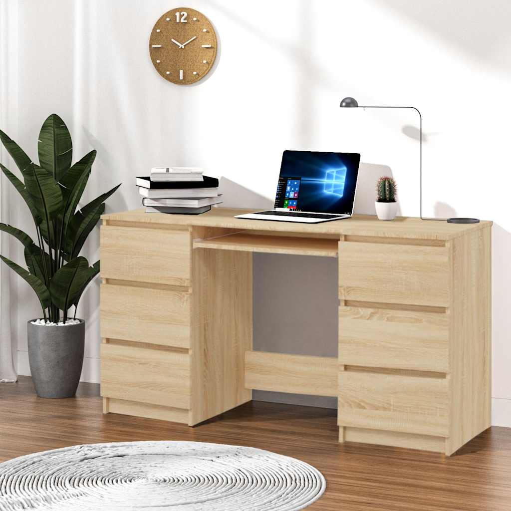 Scrivania Nera 140X50X77 Cm In Legno Multistrato