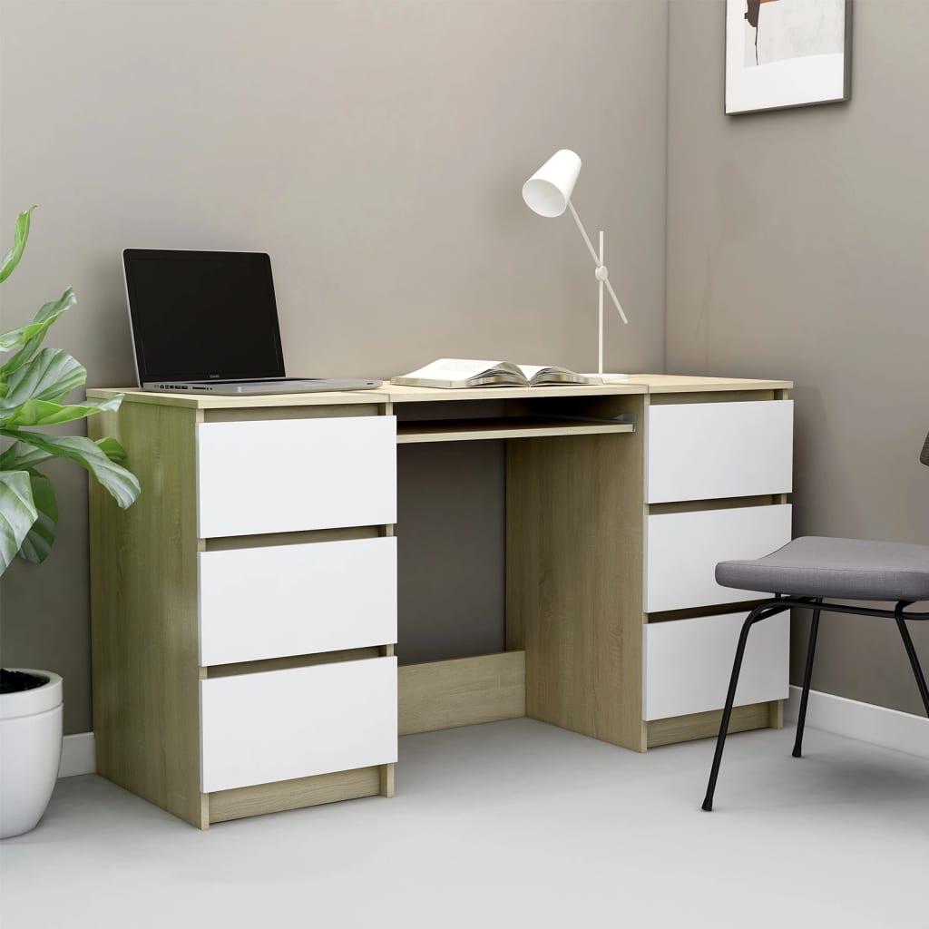 Scrivania Nera 140X50X77 Cm In Legno Multistrato