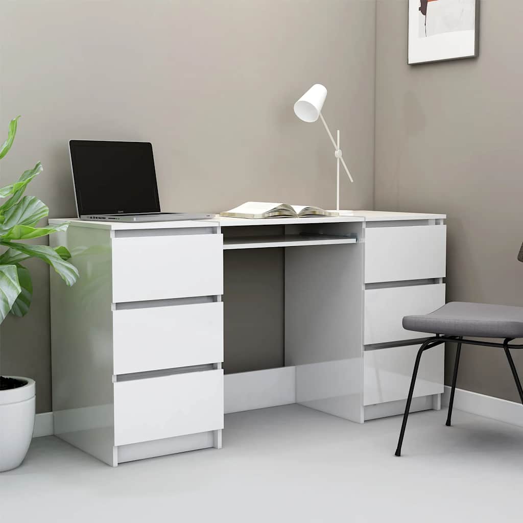 Scrivania Nera 140X50X77 Cm In Legno Multistrato