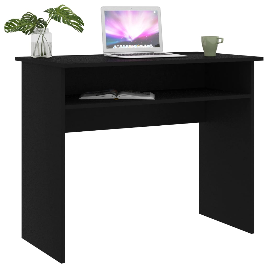 Scrivania Nera 90X50X74 Cm In Legno Multistrato