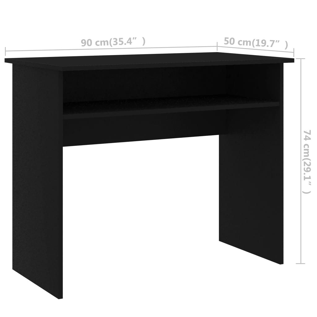Scrivania Nera 90X50X74 Cm In Legno Multistrato